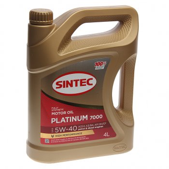 2 079 р. Масло моторное Platinum 7000 SNCFA3B4 5W40 синт.4л SINTEC SINTEC 600139  с доставкой в г. Кемерово. Увеличить фотографию 1