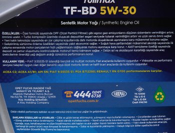 2 359 р. Масло моторное FULLMAX TF-BD 5W30 синт.4л OPET OPET 601366949  с доставкой в г. Кемерово. Увеличить фотографию 2