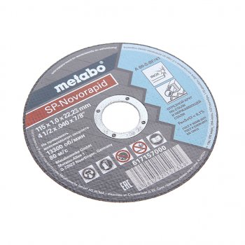 37 р. Круг отрезной по металлу 115х1.0х22мм METABO METABO 617157000  с доставкой в г. Кемерово. Увеличить фотографию 1