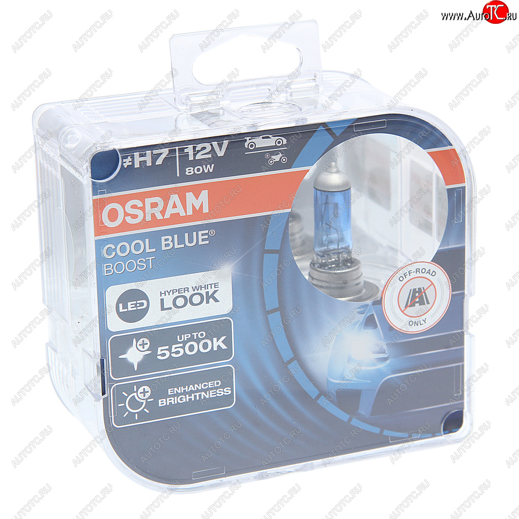 1 799 р. Лампа 12V H7 80W PX26d +50% 5500K бокс (2шт.) Cool Blue Boost OSRAM OSRAM 62210cbb-hcb  с доставкой в г. Кемерово