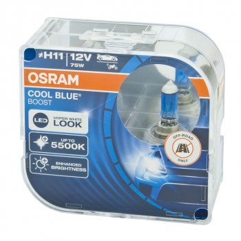 3 099 р. Лампа 12V H11 75W PGJ19-2 5500K бокс (2шт.) Cool Blue Boost OSRAM OSRAM 62211cbb-hcb  с доставкой в г. Кемерово. Увеличить фотографию 1