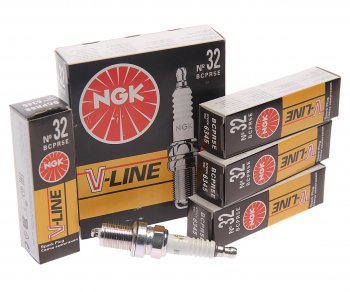 449 р. Свеча зажигания ЗМЗ-40524 ЕВРО-3 V-LINE №32 NGK (1шт.) NGK 6345  с доставкой в г. Кемерово. Увеличить фотографию 1