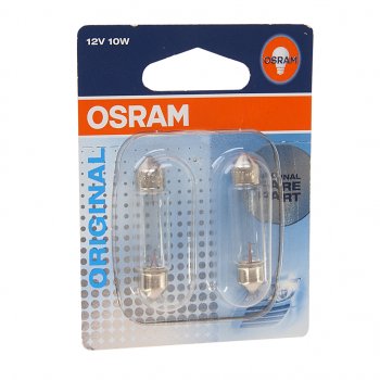 222 р. Лампа 12V C10W SV8.5-8 41мм блистер (2шт.) OSRAM OSRAM 6411-02b  с доставкой в г. Кемерово. Увеличить фотографию 1