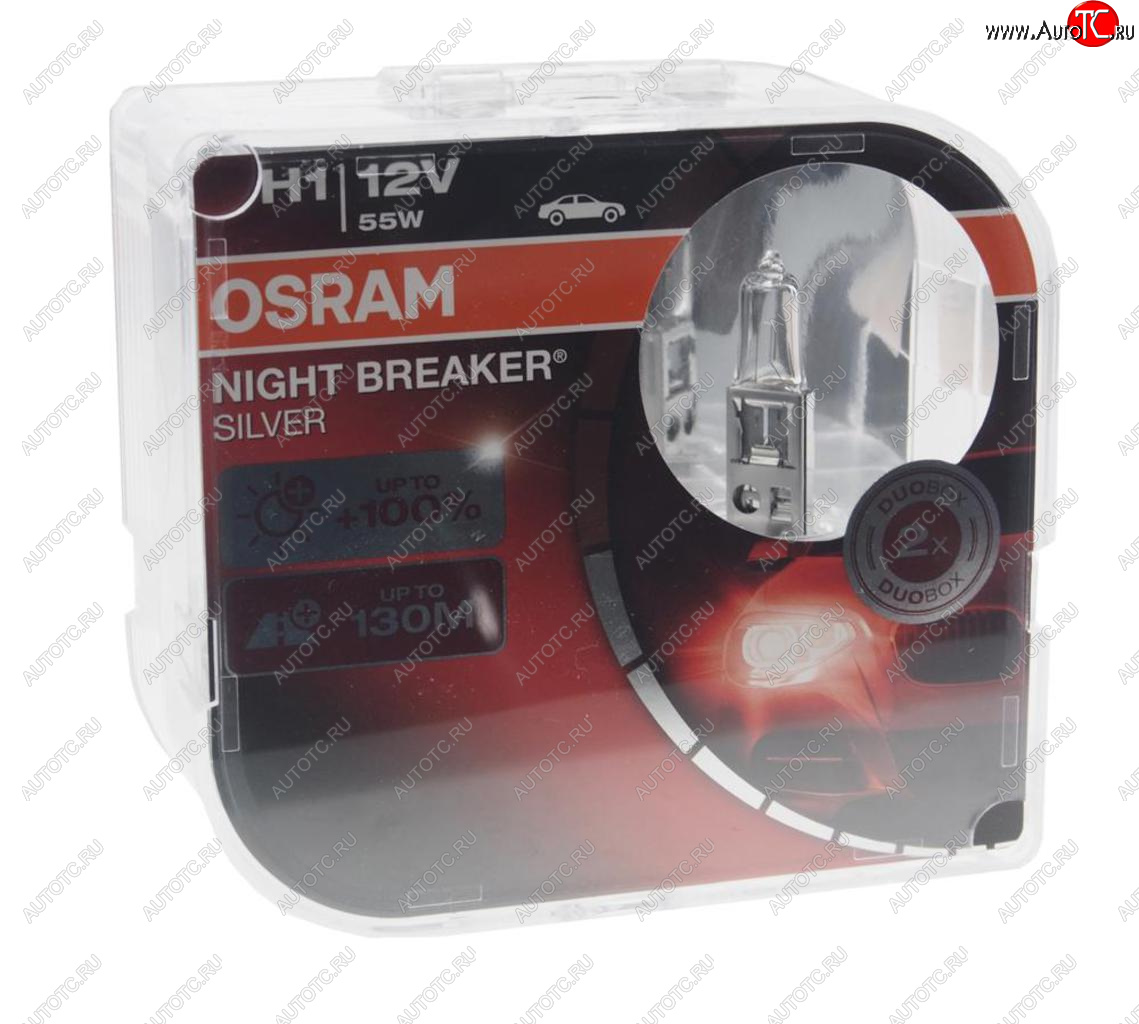 1 169 р. Лампа 12V H1 55W P14.5s +100% бокс (2шт.) Night Breaker Silver OSRAM OSRAM 64150nbs2(euro)  с доставкой в г. Кемерово