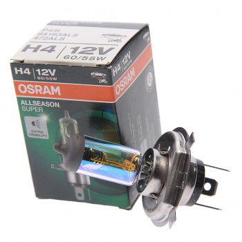 639 р. Лампа 12V H4 6055W P43t +30% желтая All Season OSRAM OSRAM 64193als  с доставкой в г. Кемерово. Увеличить фотографию 1