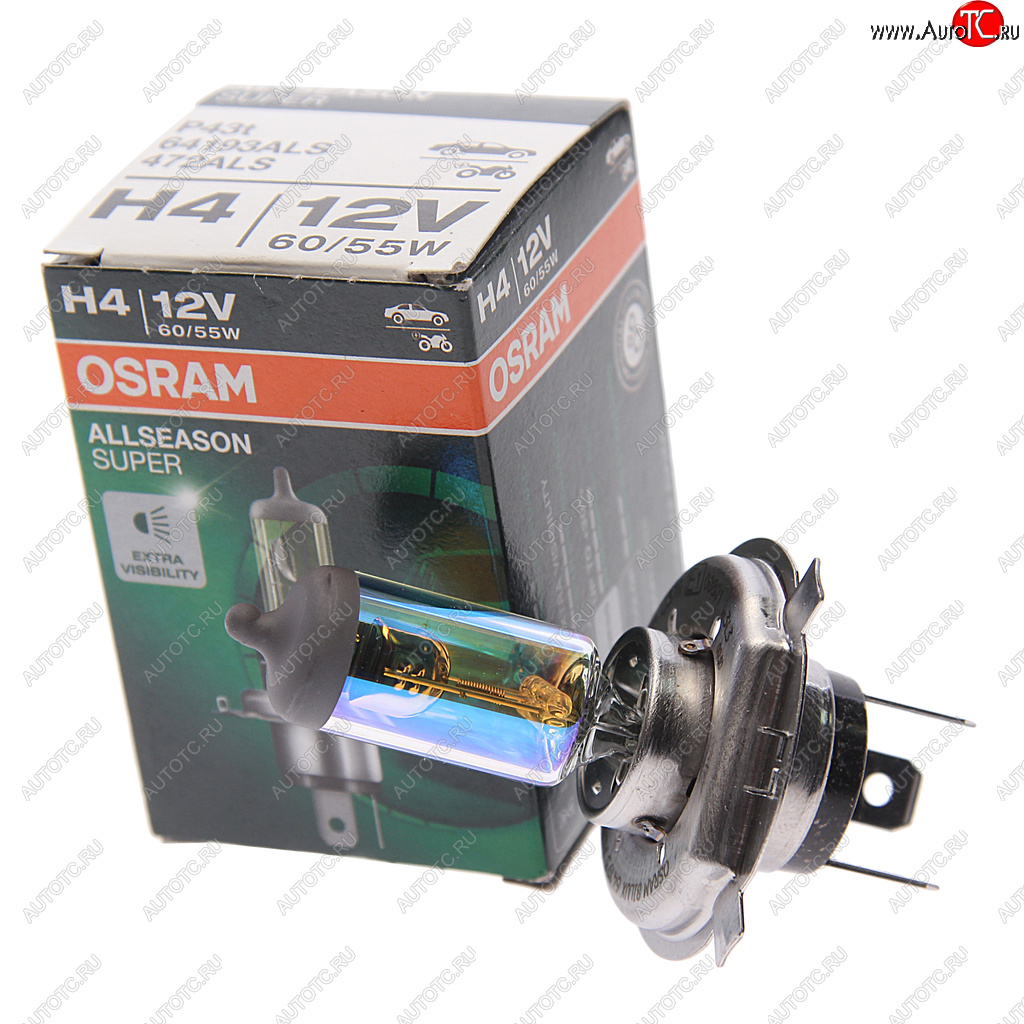 639 р. Лампа 12V H4 6055W P43t +30% желтая All Season OSRAM OSRAM 64193als  с доставкой в г. Кемерово