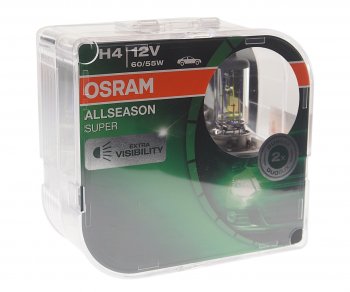 1 459 р. Лампа 12V H4 6055W P43t-38 +30% 3000K желтая бокс (2шт.) All Season Super OSRAM OSRAM 64193als-hcb  с доставкой в г. Кемерово. Увеличить фотографию 1