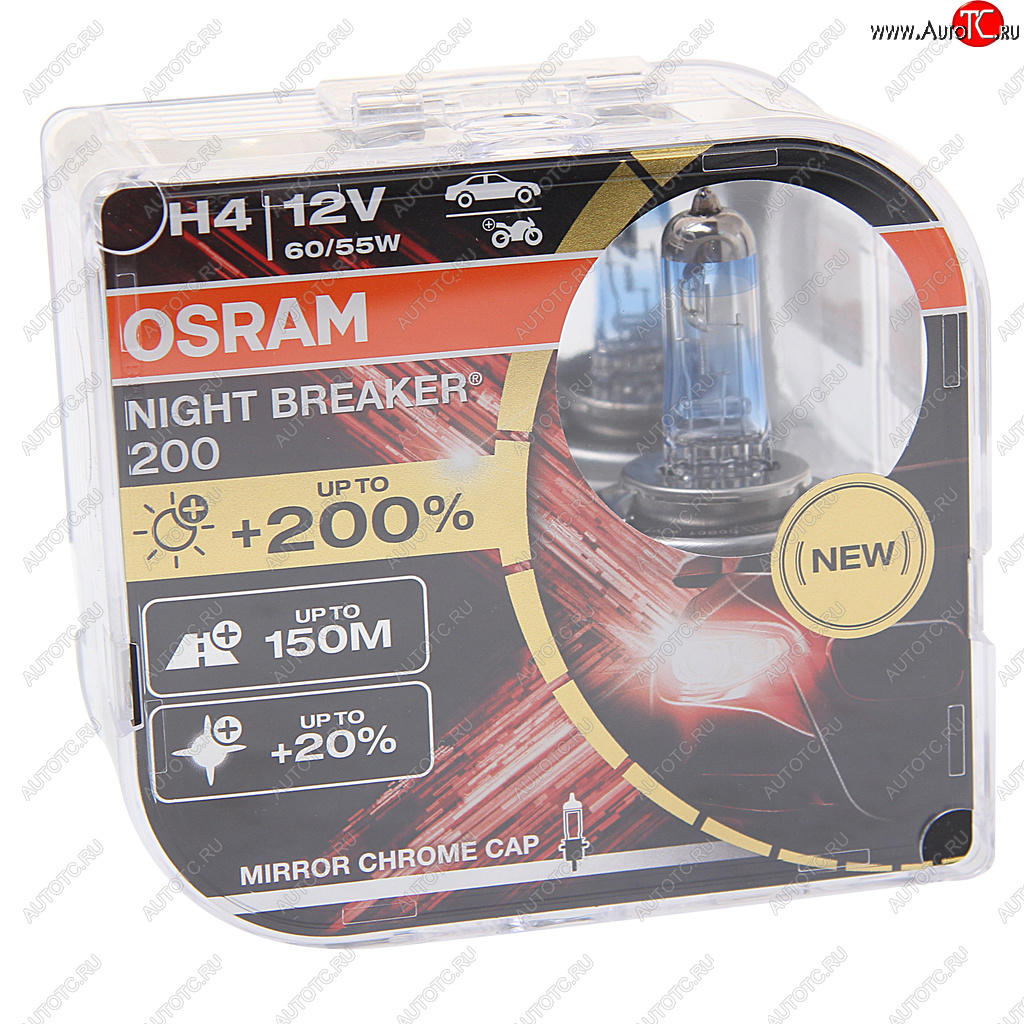 3 089 р. Лампа 12V H4 6055W P43t +200% 4050К бокс (2шт.) Night Breaker 200 OSRAM OSRAM 64193nb200(euro)  с доставкой в г. Кемерово