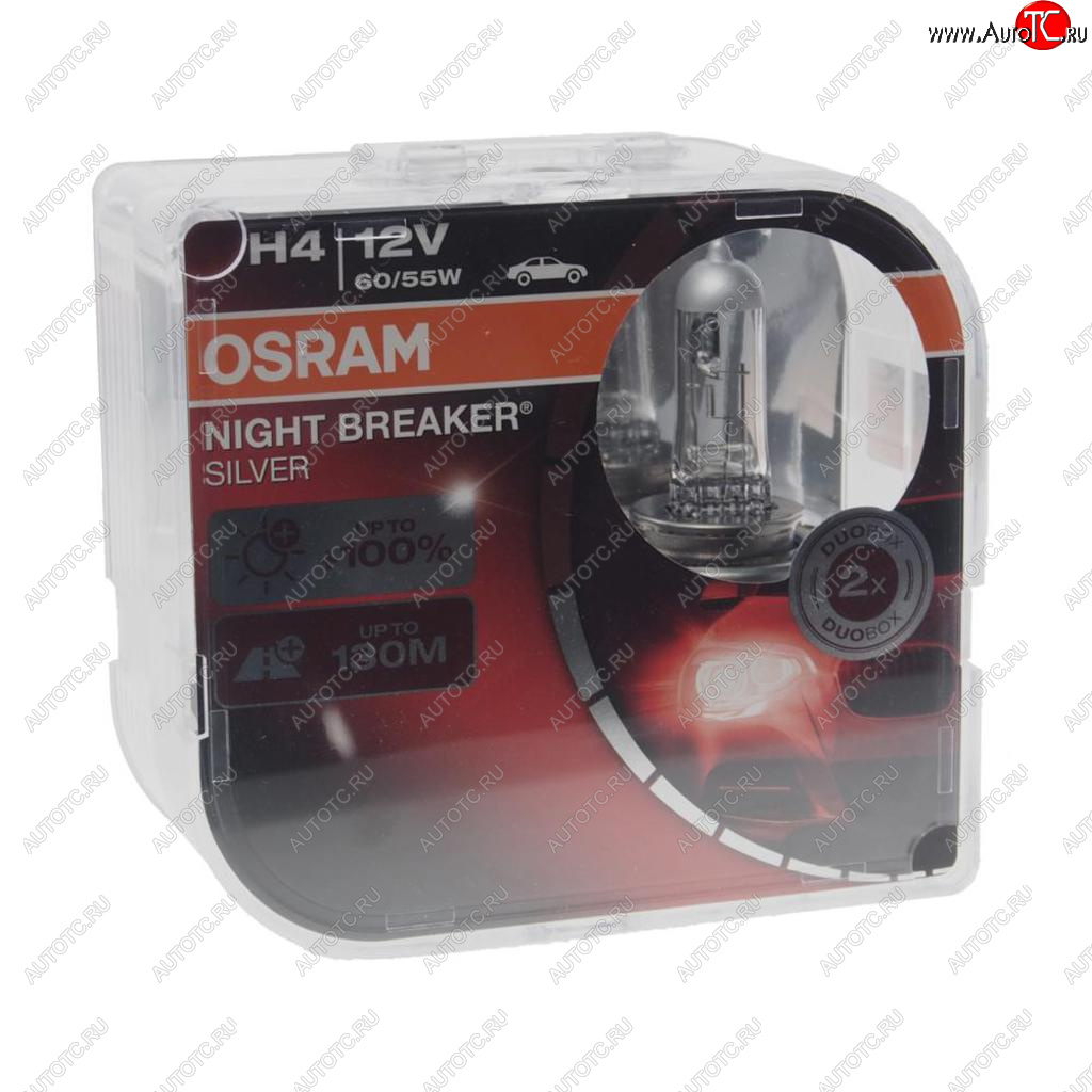 1 449 р. Лампа 12V H4 6055W P43t +100% бокс (2шт.) Night Breaker Silver OSRAM OSRAM 64193nbs2(euro)  с доставкой в г. Кемерово