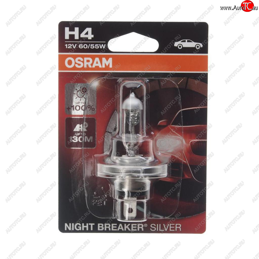 699 р. Лампа 12V H4 6055W P43t +100% блистер (1шт.) Night Breaker Silver OSRAM OSRAM 64193nbsбл  с доставкой в г. Кемерово