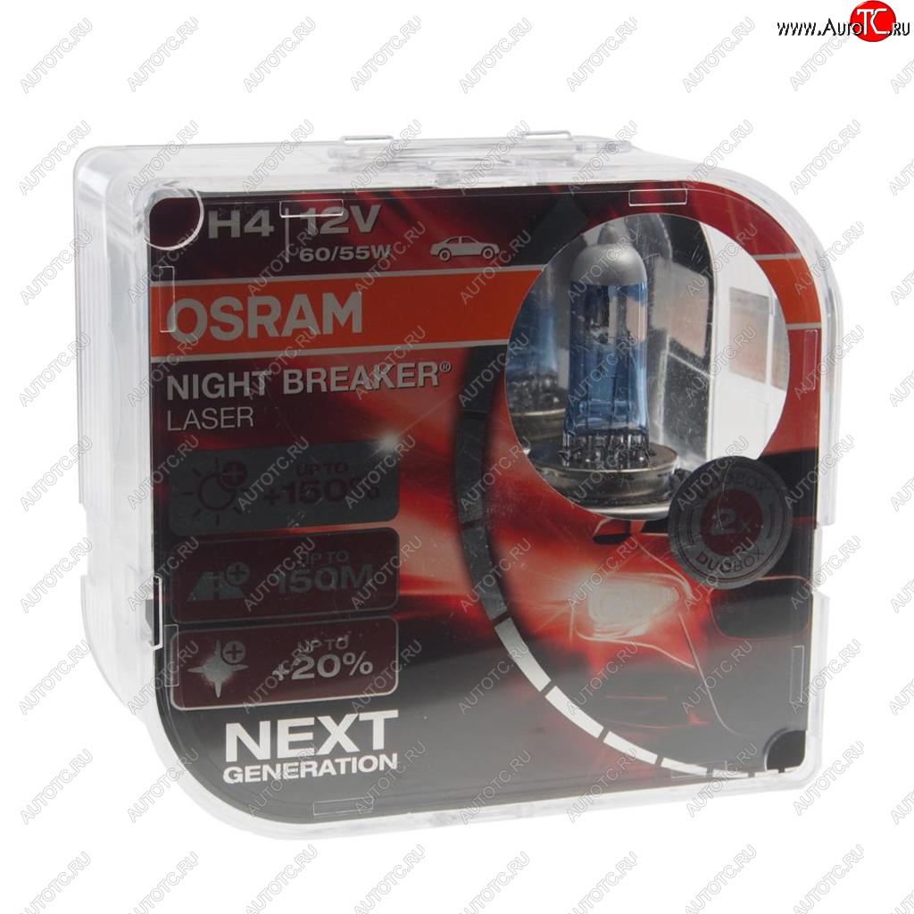 2 759 р. Лампа 12V H4 6055W P43t +150% 4050K бокс (2шт.) Night Breaker Laser OSRAM OSRAM 64193nl2-hcb (euro)  с доставкой в г. Кемерово