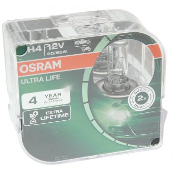1 059 р. Лампа 12V H4 6055W P43t бокс (2шт.) Ultra Life OSRAM OSRAM 64193ult-hcb  с доставкой в г. Кемерово. Увеличить фотографию 1