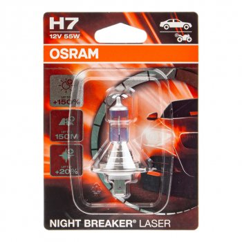 1 859 р. Лампа 12V H7 55W PX26d +150% 3750K блистер (1шт.) Night Breaker Laser OSRAM OSRAM 64210nlбл  с доставкой в г. Кемерово. Увеличить фотографию 1