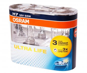 1 379 р. Лампа 12V H7 55W PX26d бокс (2шт.) Ultra Life OSRAM OSRAM 64210ult-hcb  с доставкой в г. Кемерово. Увеличить фотографию 1