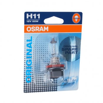 999 р. Лампа 12V H11 55W PGJ19-2 блистер (1шт.) OSRAM OSRAM 64211-01b  с доставкой в г. Кемерово. Увеличить фотографию 1