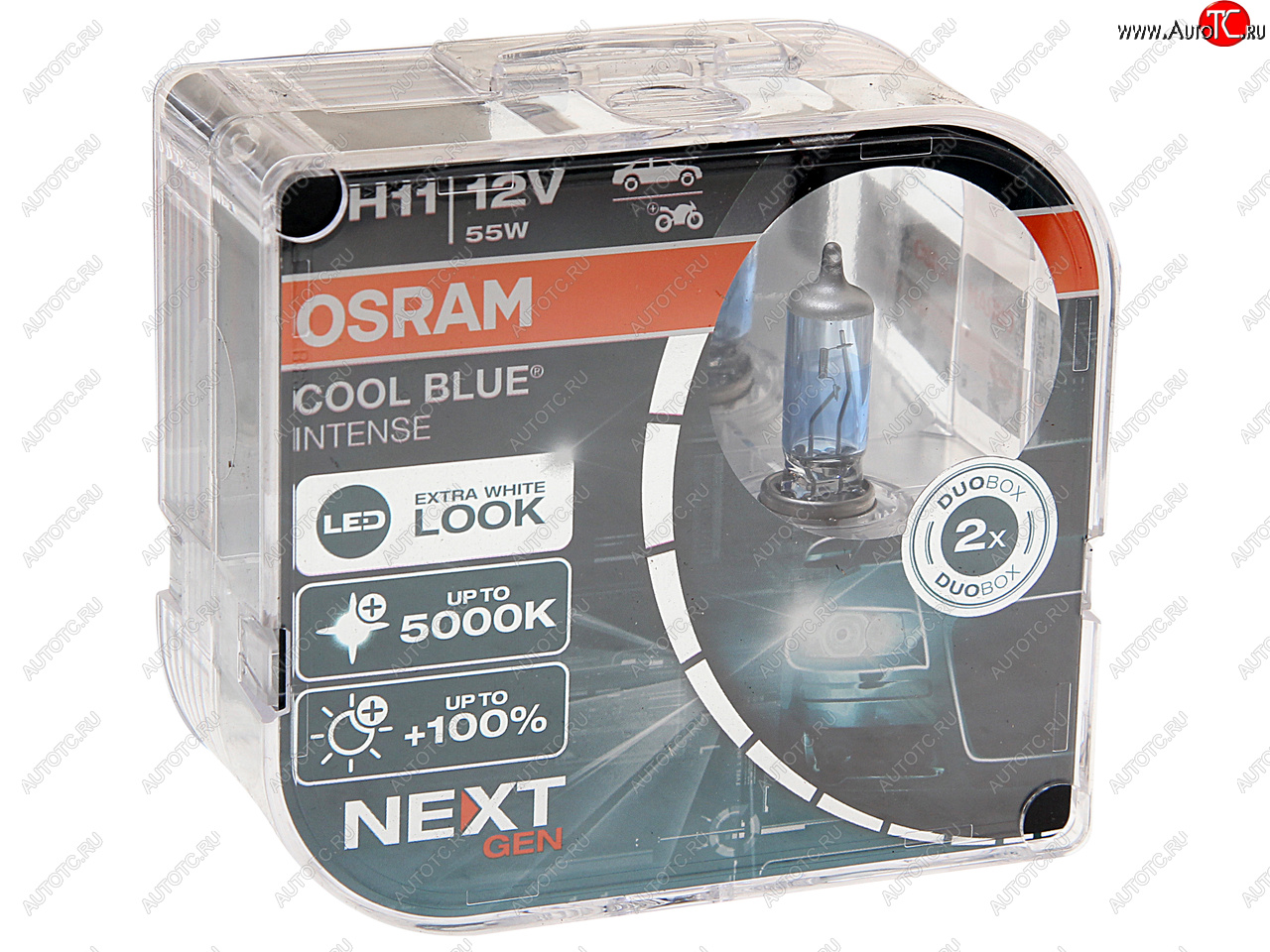 3 989 р. Лампа 12V H11 55W PGJ19-2 +100% 5000K евробокс (2шт.) Cool Blue Intense NextGen OSRAM OSRAM 64211cbn2(euro)  с доставкой в г. Кемерово