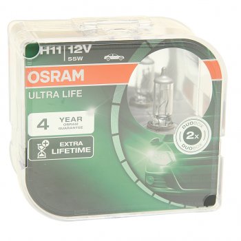 2 059 р. Лампа 12V H11 55W PGJ19-2 бокс (2шт.) Ultra Life OSRAM OSRAM 64211ult-hcb  с доставкой в г. Кемерово. Увеличить фотографию 1