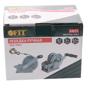 3 699 р. Лебедка барабанная 0.7т L=4.5м тросовая FIT FIT 64651  с доставкой в г. Кемерово. Увеличить фотографию 3