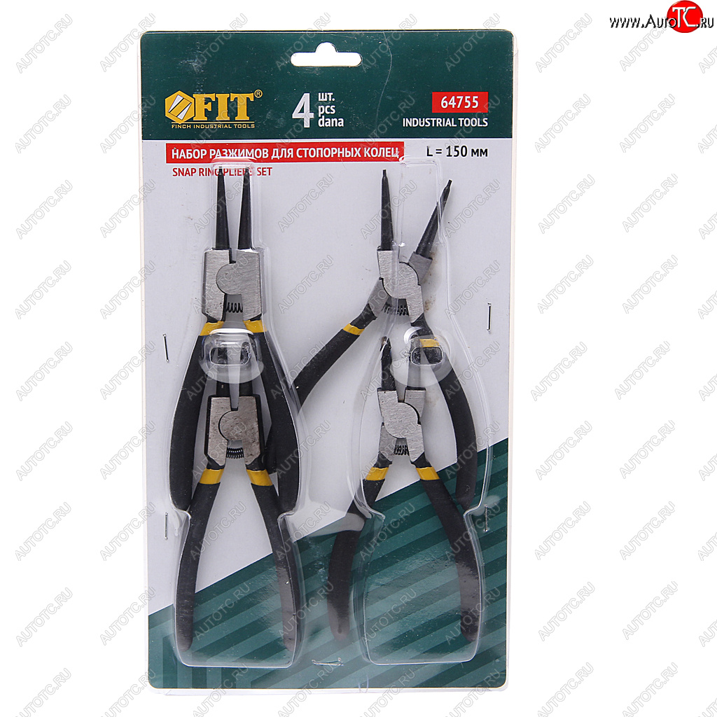 1 439 р. Съемник колец стопорных 150мм набор 4 предмета FIT FIT 64755 FIT 64755  с доставкой в г. Кемерово