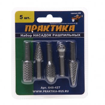 359 р. Набор шарошек металлических для дрели 5шт. ПРАКТИКА ПРАКТИКА 648-427  с доставкой в г. Кемерово. Увеличить фотографию 1