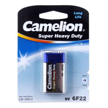 120 р. Батарейка KRONA 6F22 9V блистер 1шт. Saline CAMELION CAMELION 6f22-sp1g  с доставкой в г. Кемерово. Увеличить фотографию 1