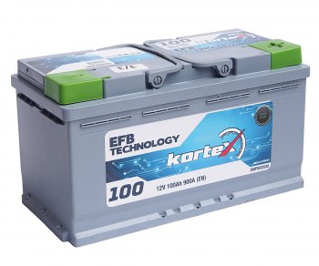 18 999 р. Аккумулятор KORTEX EFB 100Ач обратная полярность KORTEX 6ст100(0) smf600500  с доставкой в г. Кемерово. Увеличить фотографию 1