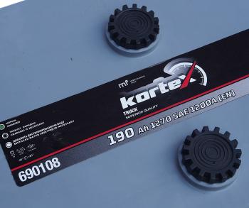 28 449 р. Аккумулятор KORTEX TRUCK 190Ач обратная полярность KORTEX 6ст190(3) 690108  с доставкой в г. Кемерово. Увеличить фотографию 4