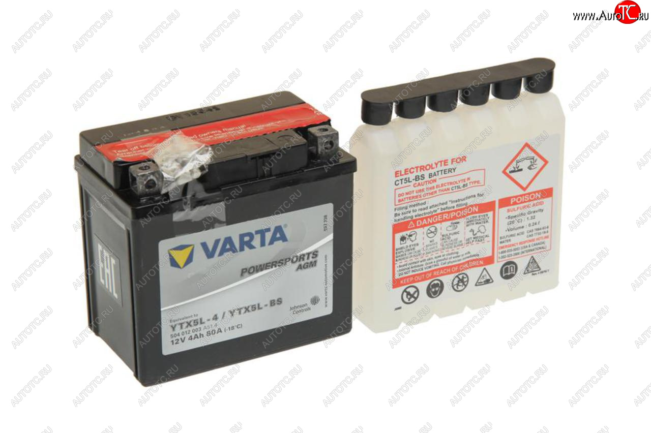 2 889 р. Аккумулятор VARTA MOTO AGM 4А/ч VARTA 6ст4 504 012 003 (ytx5l-4(bs)) VARTA 6ст4 504 012 003 (ytx5l-4(bs))  с доставкой в г. Кемерово