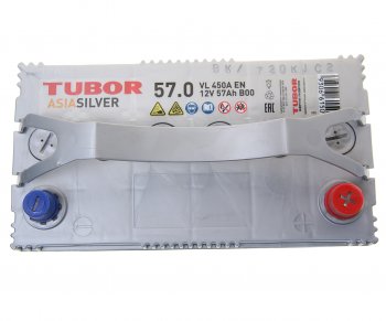 8 299 р. Аккумулятор TUBOR Asia Silver 57Ач обратная полярность TUBOR 6ст57(0) b24l  с доставкой в г. Кемерово. Увеличить фотографию 2