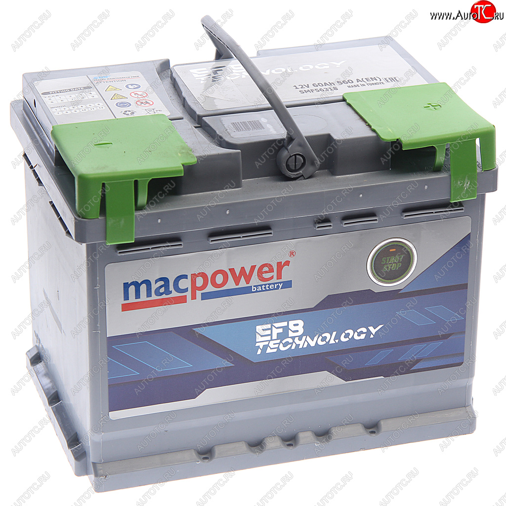 11 549 р. Аккумулятор MACPOWER EFB 60Ач обратная полярность MACPOWER 6ст60(0) smf5632052  с доставкой в г. Кемерово