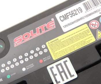 11 599 р. Аккумулятор SOLITE 62Ач обратная полярность SOLITE 6ст62(0) cmf 56219  с доставкой в г. Кемерово. Увеличить фотографию 2