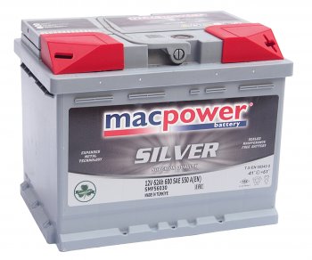8 849 р. Аккумулятор MACPOWER 62Ач обратная полярность MACPOWER 6ст62(0) smf56030  с доставкой в г. Кемерово. Увеличить фотографию 1
