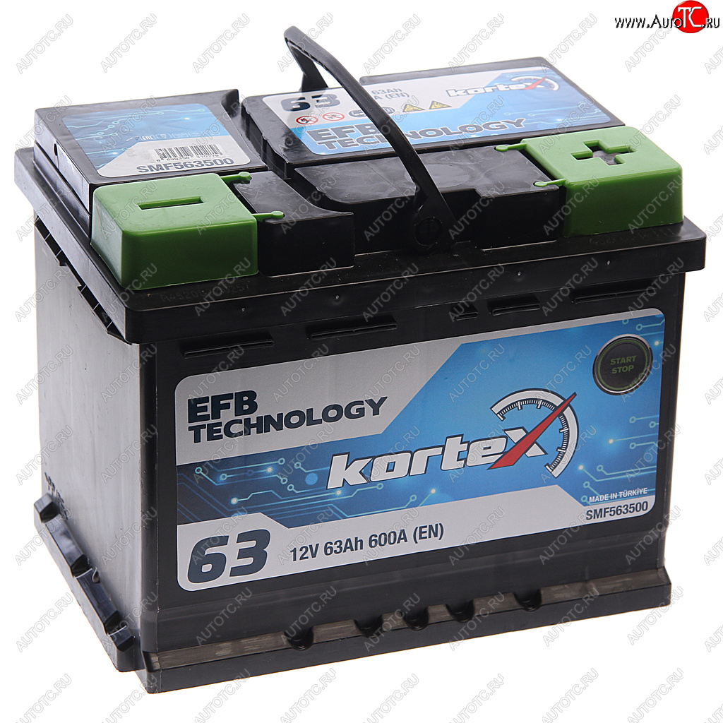 13 599 р. Аккумулятор KORTEX EFB 63Ач обратная полярность KORTEX 6ст63(0) smf563500  с доставкой в г. Кемерово