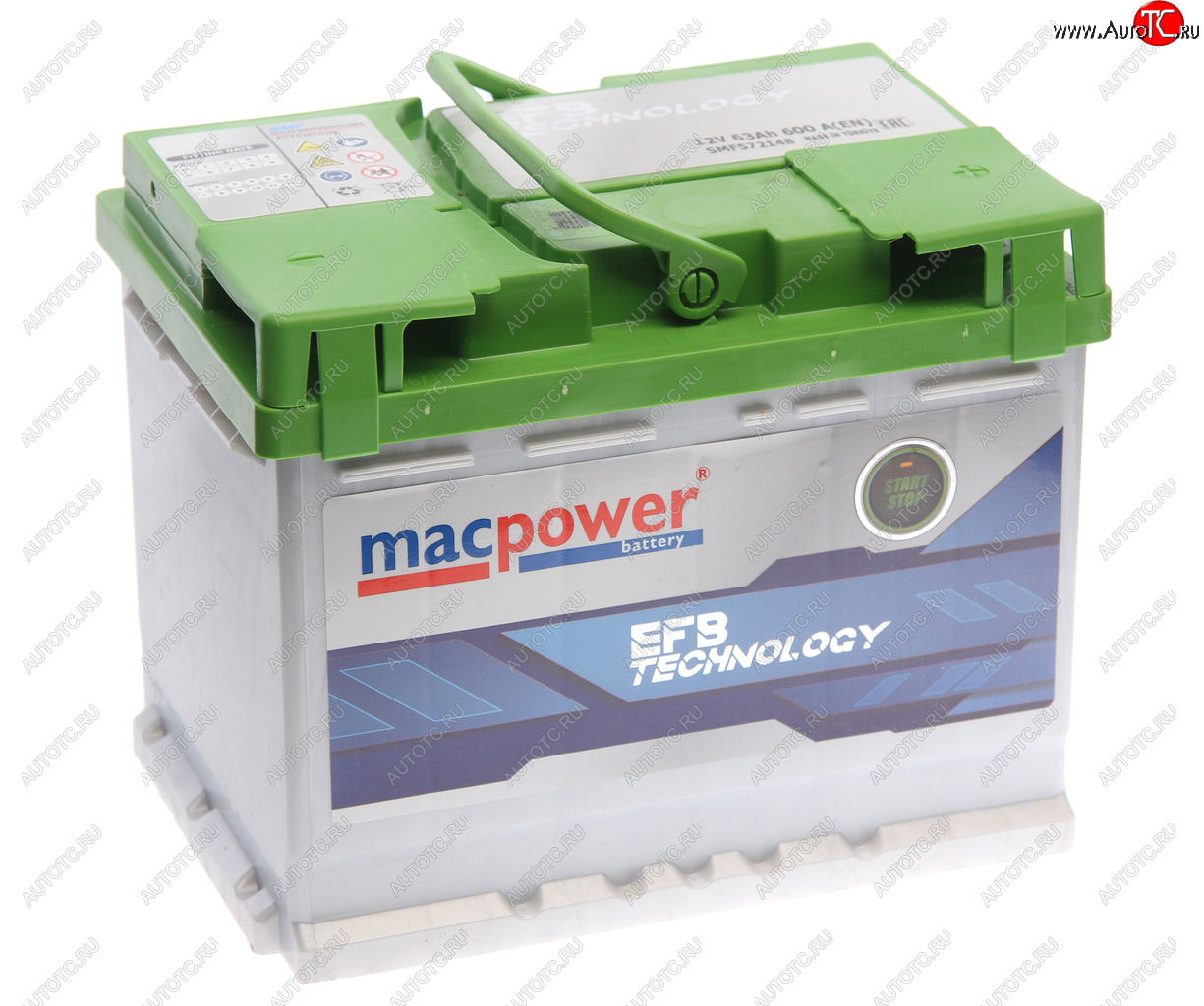 13 949 р. Аккумулятор MACPOWER EFB 63Ач обратная полярность MACPOWER 6ст63(0) smf572148  с доставкой в г. Кемерово