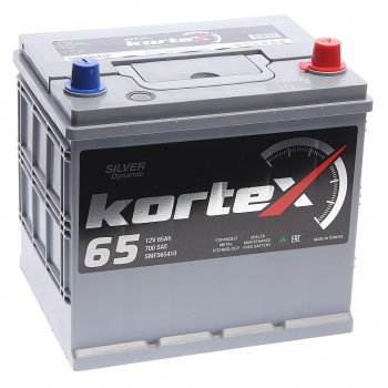 11 699 р. Аккумулятор KORTEX SILVER Dynamic ASIA 65Ач обратная полярность KORTEX 6ст65(0) smf565410 (d23)  с доставкой в г. Кемерово. Увеличить фотографию 1