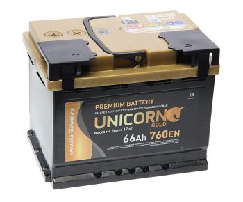 10 399 р. Аккумулятор UNICORN Gold 66Ач UNICORN 6ст66(1)  с доставкой в г. Кемерово. Увеличить фотографию 1