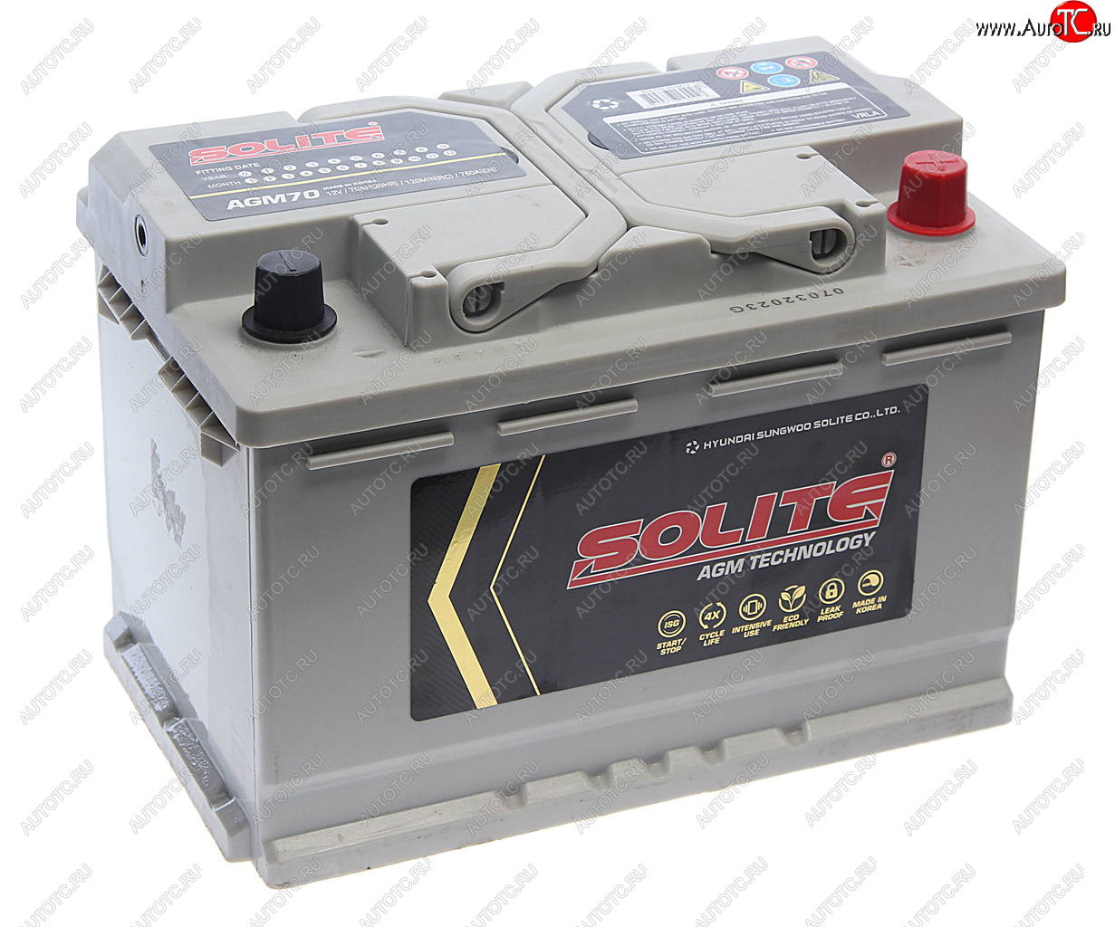 25 599 р. Аккумулятор SOLITE AGM 70Ач обратная полярность SOLITE 6ст70(0) agm70l  с доставкой в г. Кемерово