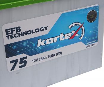 13 999 р. Аккумулятор KORTEX EFB ASIA 75Ач обратная полярность KORTEX 6ст75(0) smf570501 (d26)  с доставкой в г. Кемерово. Увеличить фотографию 2