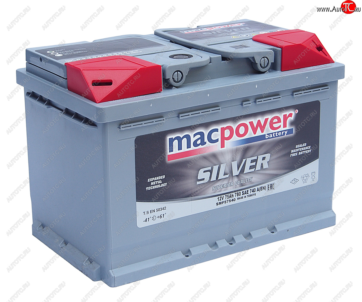12 599 р. Аккумулятор MACPOWER 75Ач обратная полярность MACPOWER 6ст75(0) smf57540  с доставкой в г. Кемерово