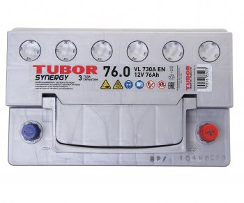 12 399 р. Аккумулятор TUBOR Synergy 76Ач обратная полярность TUBOR 6ст76(0)  с доставкой в г. Кемерово. Увеличить фотографию 2