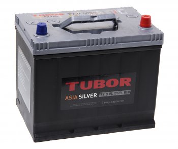 12 349 р. Аккумулятор TUBOR Asia Silver 77Ач обратная полярность TUBOR 6ст77(0) d26l  с доставкой в г. Кемерово. Увеличить фотографию 1