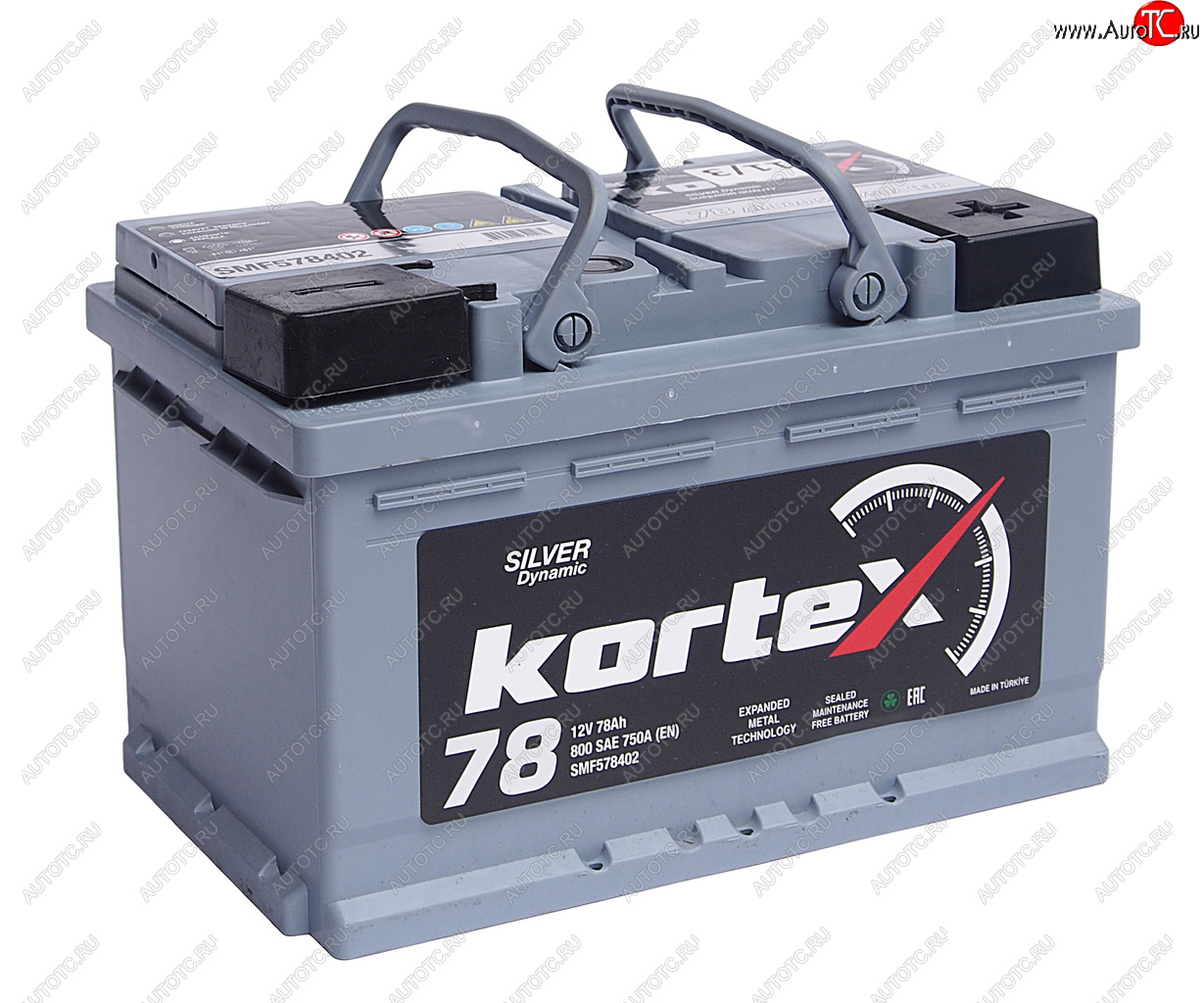 13 399 р. Аккумулятор KORTEX SILVER Dynamic 78Ач обратная полярность, низкий KORTEX 6ст78(0) smf578402  с доставкой в г. Кемерово
