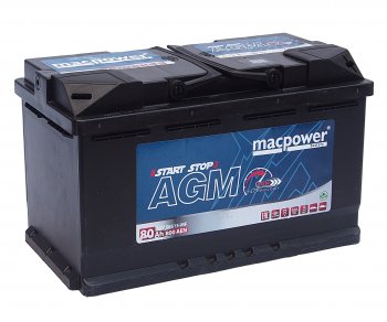 25 999 р. Аккумулятор MACPOWER AGM 80Ач обратная полярность MACPOWER 6ст80(0) 80agm58515  с доставкой в г. Кемерово. Увеличить фотографию 1