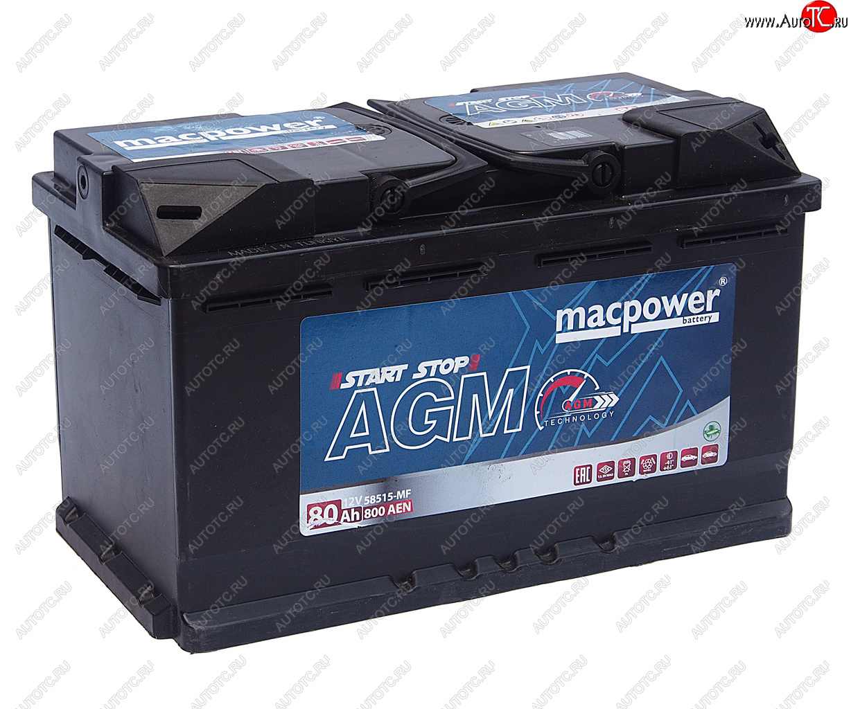 25 999 р. Аккумулятор MACPOWER AGM 80Ач обратная полярность MACPOWER 6ст80(0) 80agm58515  с доставкой в г. Кемерово