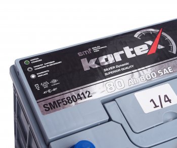 13 549 р. Аккумулятор KORTEX SILVER Dynamic ASIA 80Ач обратная полярность KORTEX 6ст80(0) smf580412 (d26)  с доставкой в г. Кемерово. Увеличить фотографию 3