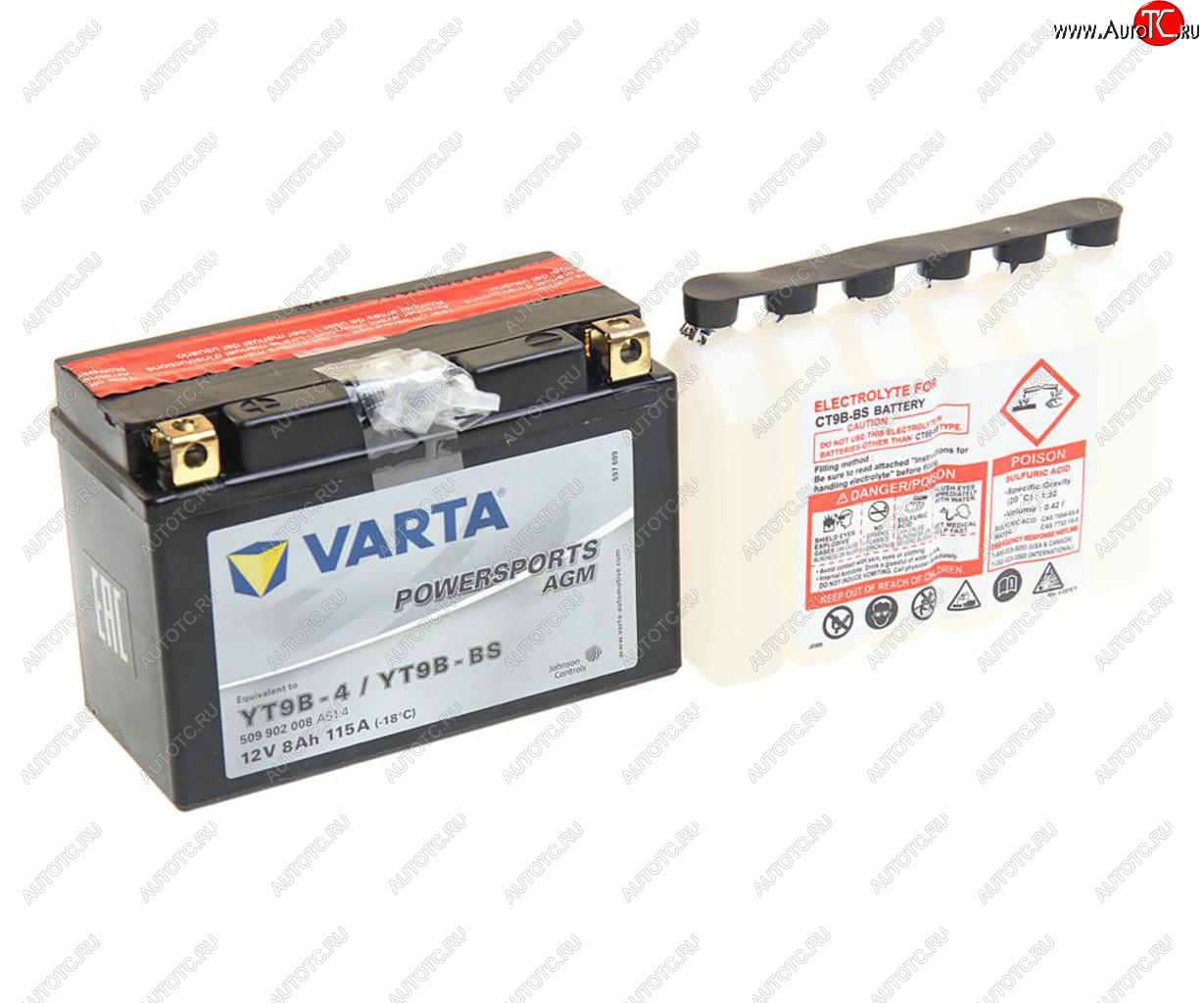 5 249 р. Аккумулятор VARTA MOTO AGM 8Ач VARTA 6ст8 509 902 008 (yt9b-4(bs))  с доставкой в г. Кемерово