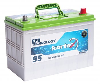 18 599 р. Аккумулятор KORTEX EFB ASIA 95Ач обратная полярность KORTEX 6ст95(0) smf590501 (d31)  с доставкой в г. Кемерово. Увеличить фотографию 1