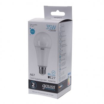 729 р. Лампа светодиодная E27 A67 35W (280W) 220V теплый GAUSS GAUSS 70225 GAUSS 70225  с доставкой в г. Кемерово. Увеличить фотографию 3