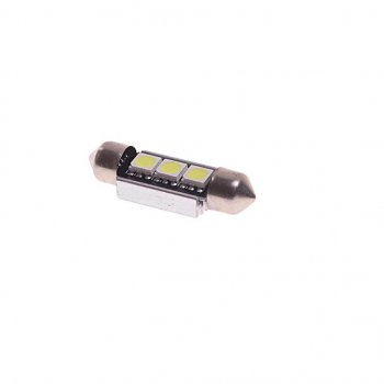 131 р. Лампа светодиодная 12V C5W SV8.5-8 6000K двухцокольная 3 светодиода с обманкой CANbus MEGAPOWER MEGAPOWER-AUTOMOTIVE 70231w  с доставкой в г. Кемерово. Увеличить фотографию 1
