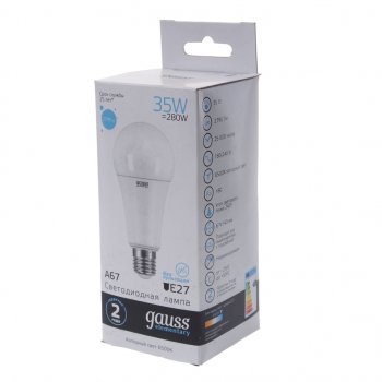 459 р. Лампа светодиодная E27 A67 35W (280W) 220V холодный GAUSS GAUSS 70235 GAUSS 70235  с доставкой в г. Кемерово. Увеличить фотографию 3